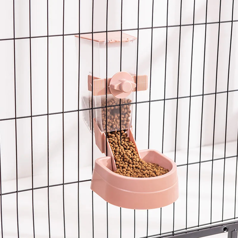 Automatic Pet Feeder Cage Hanging Bowl Water Bottle