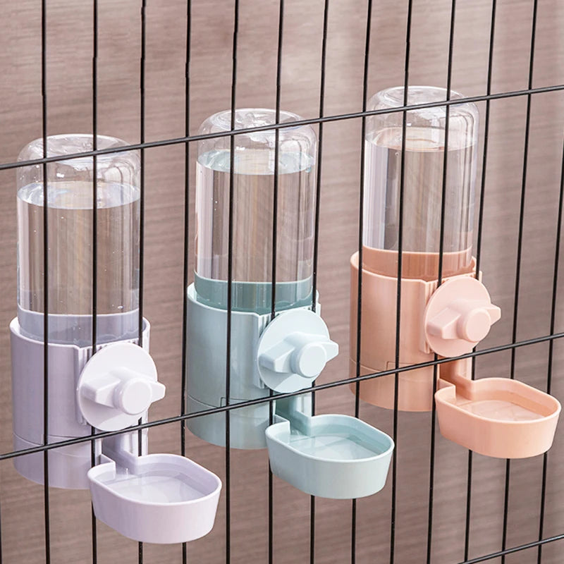 Automatic Pet Feeder Cage Hanging Bowl Water Bottle