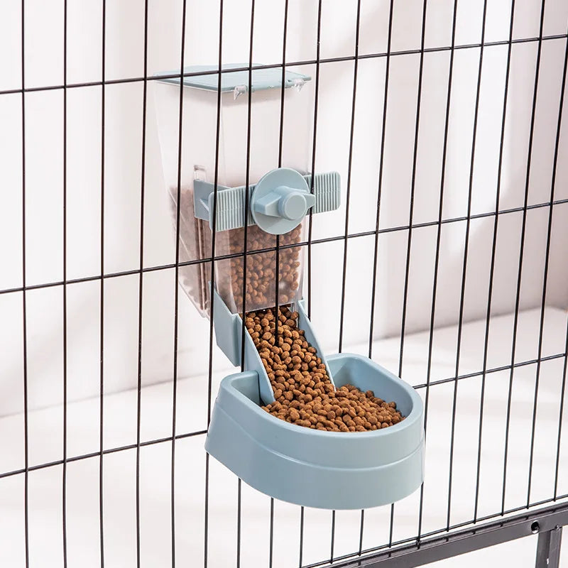 Automatic Pet Feeder Cage Hanging Bowl Water Bottle