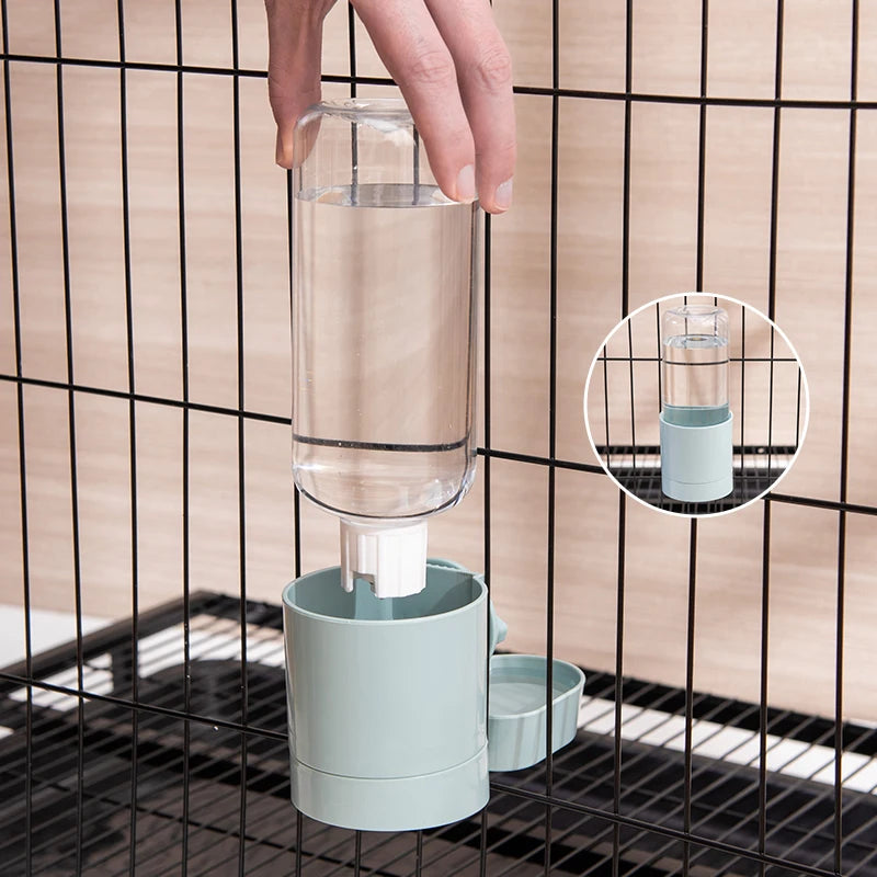 Automatic Pet Feeder Cage Hanging Bowl Water Bottle