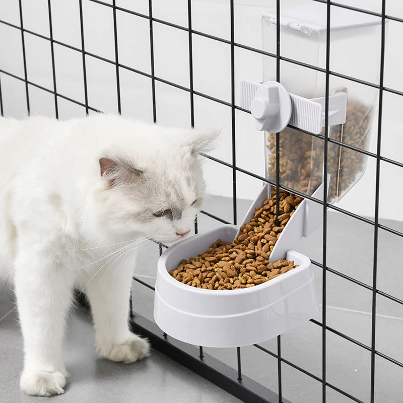Automatic Pet Feeder Cage Hanging Bowl Water Bottle