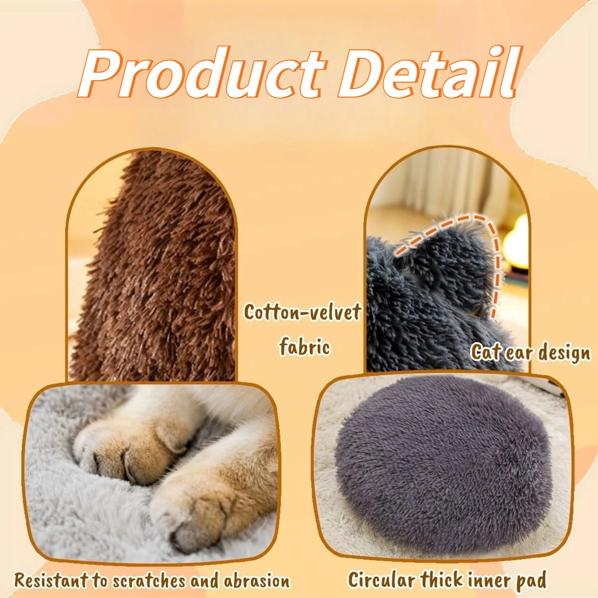 Plush Bed Semi-enclosed Pet Nest Foldable Removable Washable