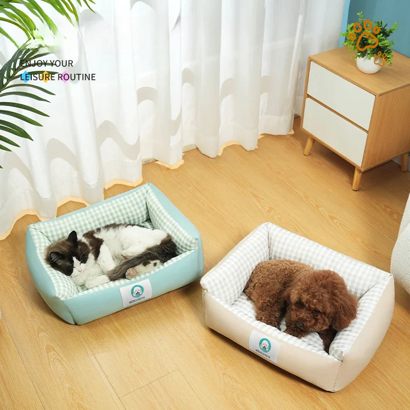 Checkered Square Pet Nest Dog and Cat Sleeping Mat Comfortable Seasonal